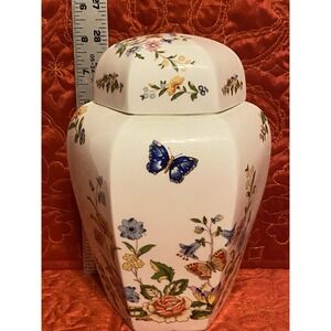 Aynsley Cottage Garden Bone China Large‎ Ginger Jar- Butterflies & Flowers